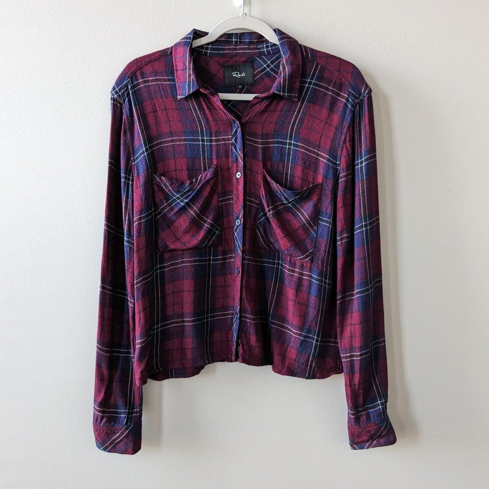Rails Dylan Plaid Long-Sleeve Shirt, Oxblood/Navy